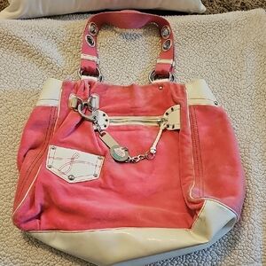 Stylish Pink and Cream Women's Shoulder Bag/tote 😊